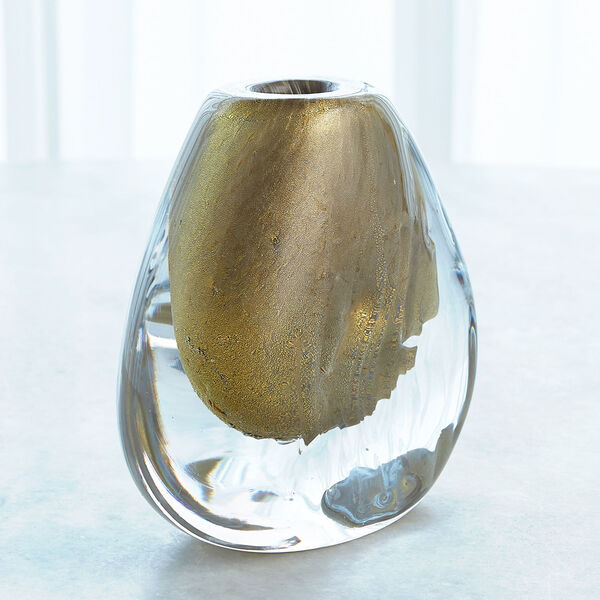 Gold and Clear Conical Vase, image 2