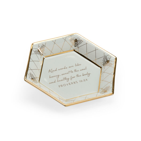 Shayla Copas Mint Glaze and Metallic Gold Honeycomb Bee Verse Plate, image 1