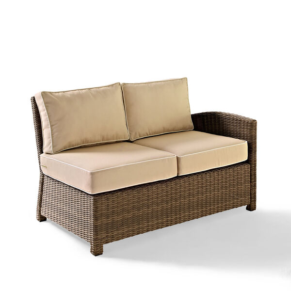 Bradenton Outdoor Wicker Sectional Right Corner Loveseat with Sand Cushions, image 1