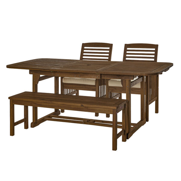 Dark Brown 35-Inch Four-Piece Outdoor Dining Table Set, image 4