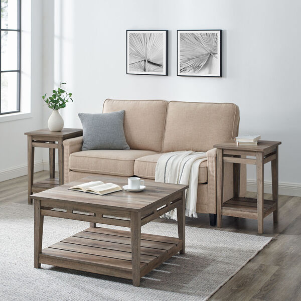 Grey Wash Square Coffee Table and Side Table Set, 3-Piece, image 3