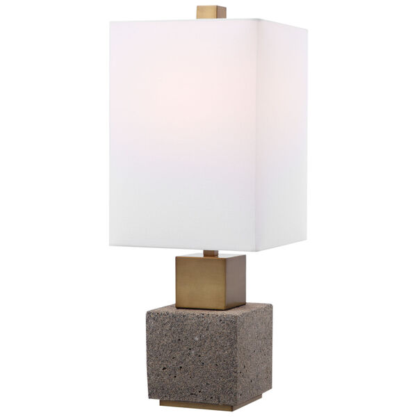 Auckland Mottled Dark Gray and Sandy Brown One-Light Buffet Lamp with Rectang Hardback Rolled Edge Shade, image 1