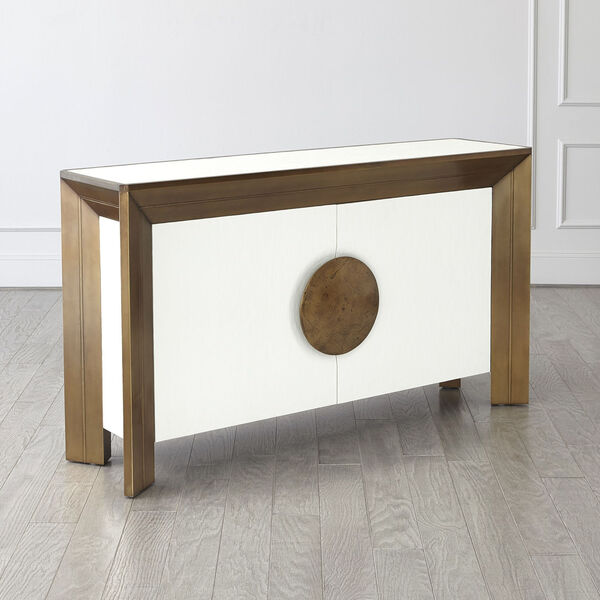 White and Brass Framed Console Table, image 2