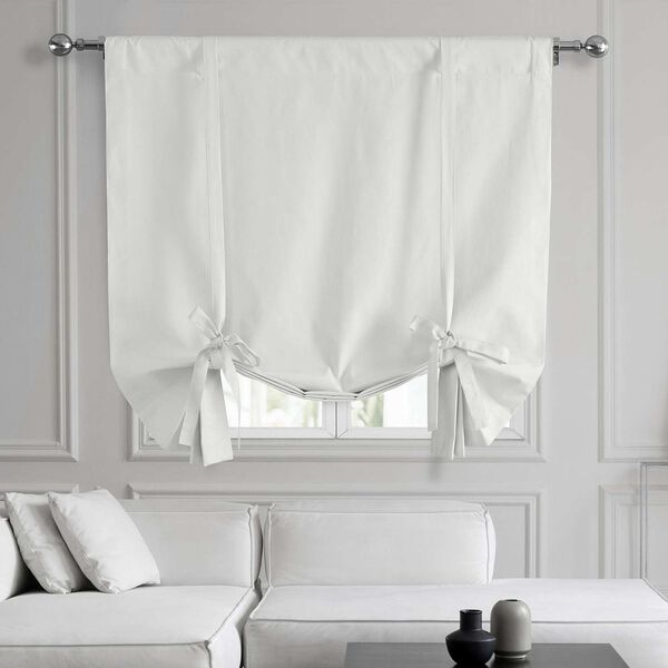 Prime White Dune Textured Solid Cotton Tie-Up Window Shade Single Panel, image 1
