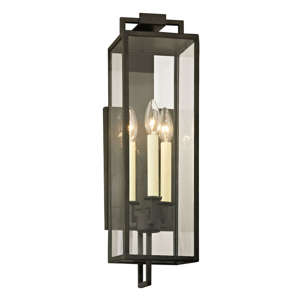 Beckham Forged Iron Three-Light Outdoor Wall Sconce with Dark Bronze, image 1