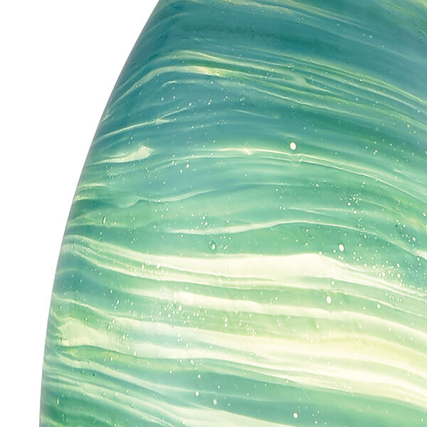 Collanino Satin Nickel Five-Inch One-Light Mini Pendant with Aqua Swirl Blown Glass, image 2