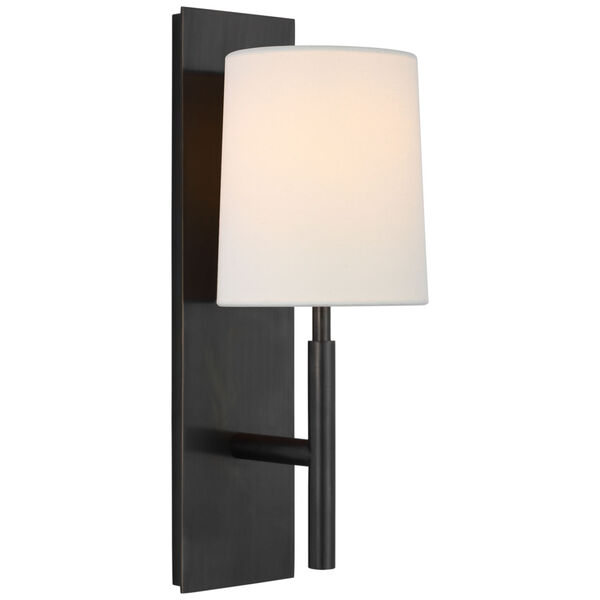 Clarion Medium Sconce in Bronze with Linen Shade by Barbara Barry, image 1