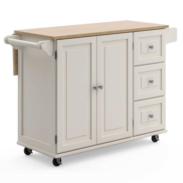 Blanche Off-White and Natural 54-Inch Kitchen Cart, image 4