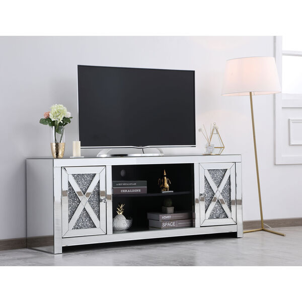 Clear  59-Inch Crystal Mirrored TV Stand, image 6