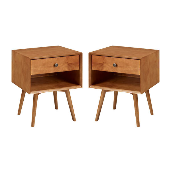 Caramel Single Drawer Solid Wood Nighstand, Set of Two, image 3