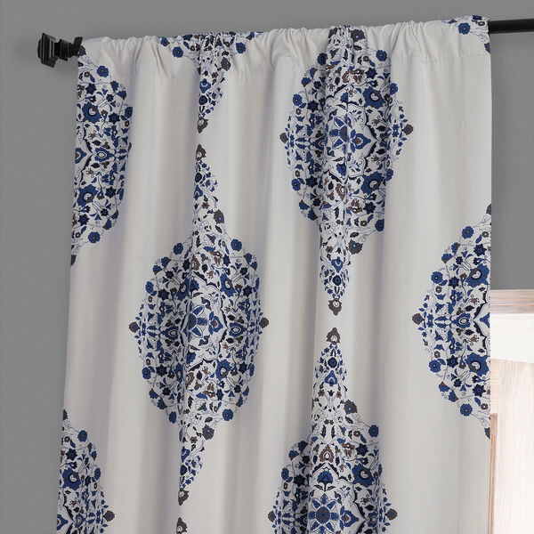 Kerala Blue Printed Cotton Blackout Single Panel Curtain, image 3