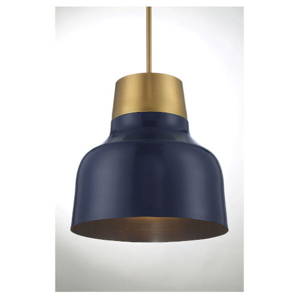 Chelsea Navy Blue and Natural Brass 17-Inch One-Light Pendant, image 5