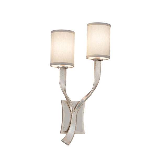 Roxy Modern Silver Leaf with Polished Stainless Accents Left Two-Light Wall Sconce, image 1