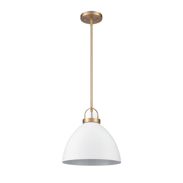 Somerville Matte White and Brushed Gold One-Light Pendant, image 2
