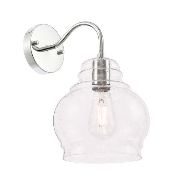 Pierce Chrome Eight-Inch One-Light Wall Sconce with Clear Seeded Glass, image 4