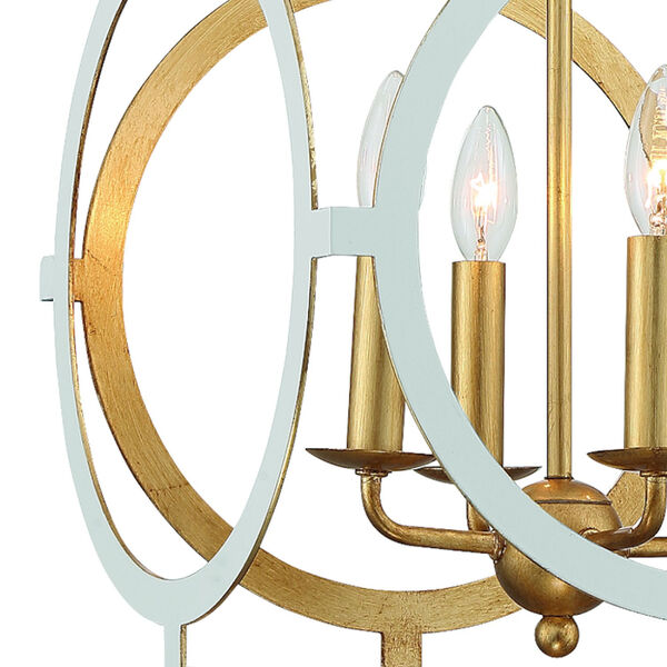 Odelle Matte White and Antique Gold Four-Light Chandelier, image 3