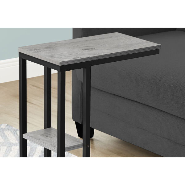 Grey and Black End Table with Shelf, image 3