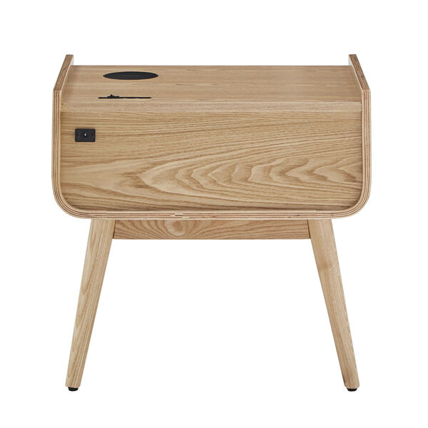 Chandler Natural End Table with Wicker Drawer Front and Wireless Charger, image 4