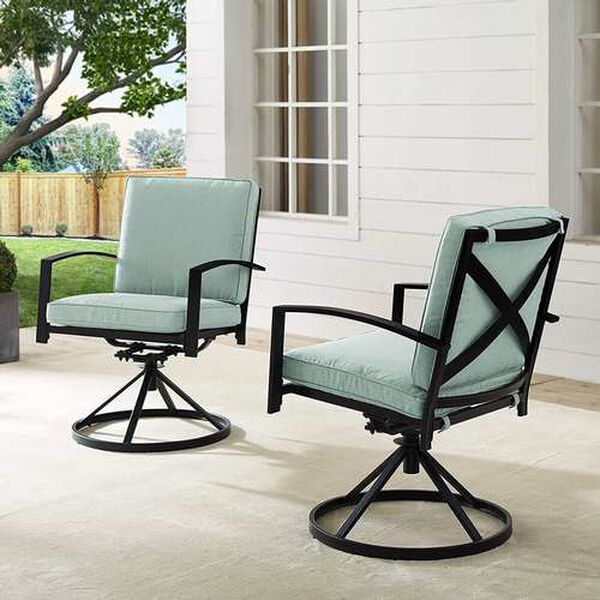 Kaplan Mist Oil Rubbed Bronze Outdoor Metal Dining Swivel Chair Set , Set of Two, image 1