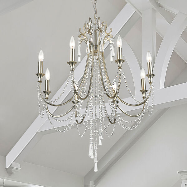 Arcadia Antique Silver Eight-Light Chandeliers, image 6