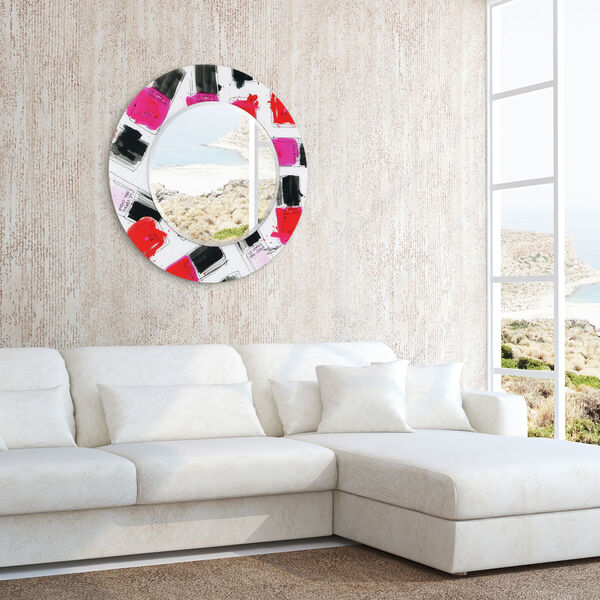 Candy Red 36 x 36-Inch Round Beveled Wall Mirror, image 6