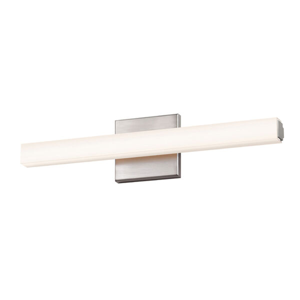 SQ-bar Satin Nickel LED 18-Inch Bath Fixture Strip with White Acrylic Shade, image 1