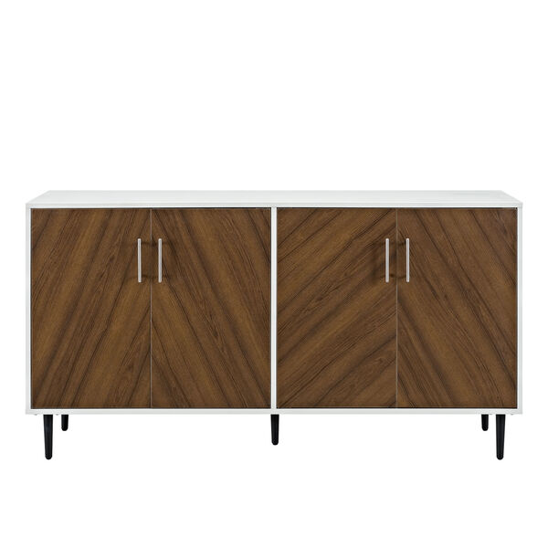 58-Inch Mid Century Modern Faux Bookmatch TV Stand, image 1