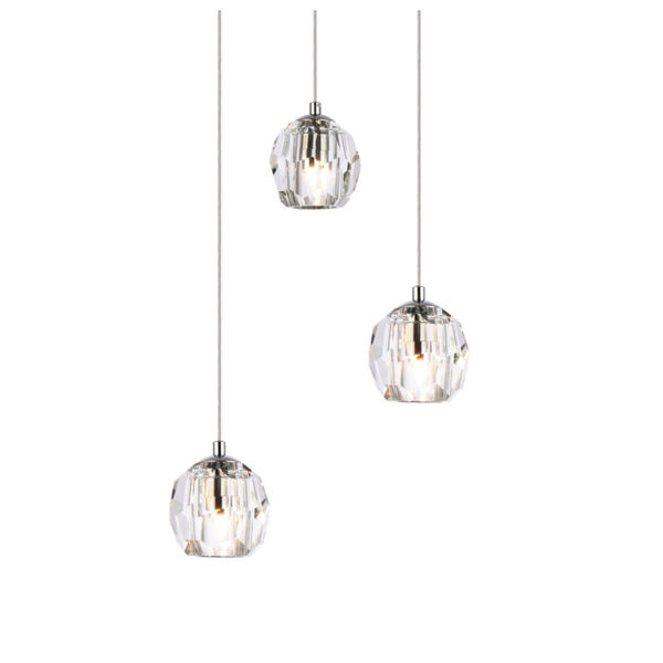 Eren Chrome 12-Inch Three-Light Pendant with Royal Cut Clear Crystal, image 3