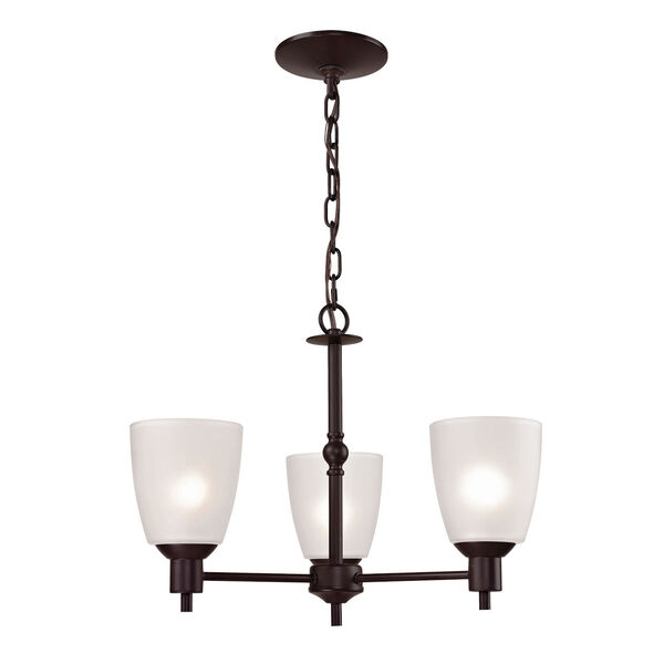 Jackson Oil Rubbed Bronze Three-Light Chandelier with White Glass Shade, image 1