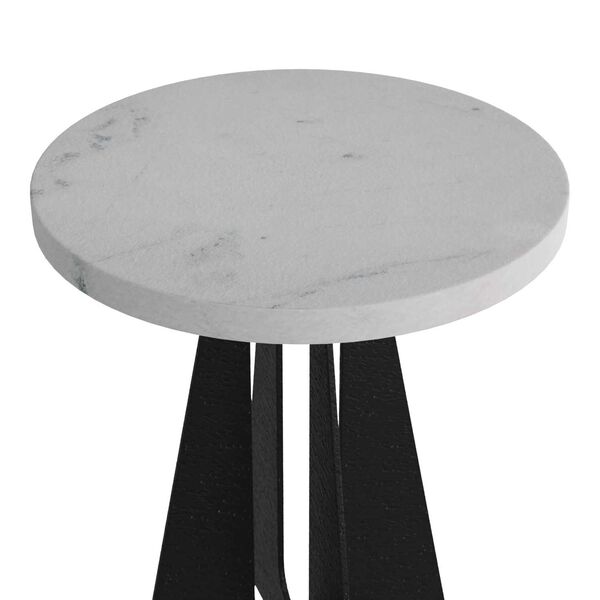 Tobin White Marble Blackened Iron End Table, image 6