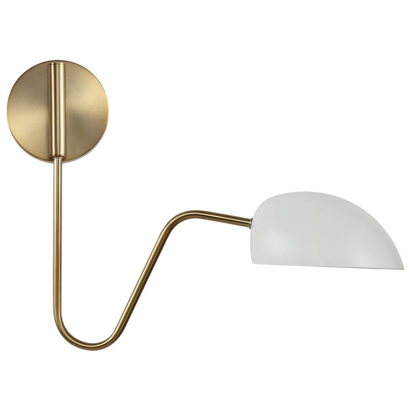 Trilby Matte White and Burnished Brass One-Light Wall Sconce, image 4