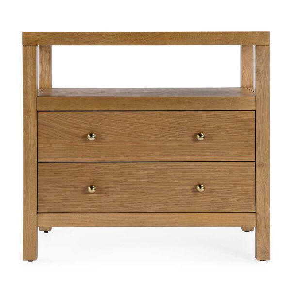 Celine Light Natural Two Drawer Wide Nightstand, image 4