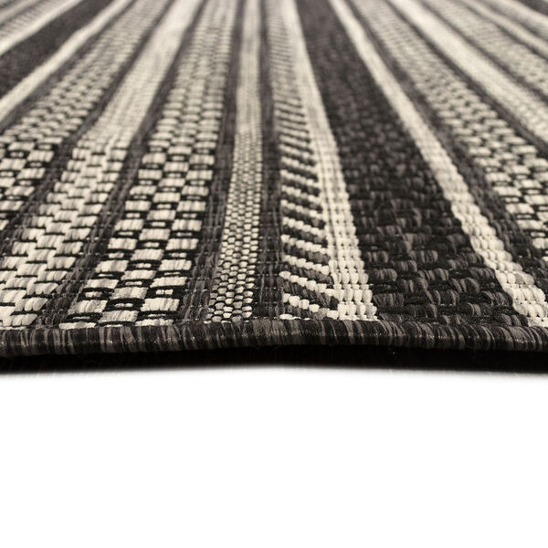 Carmel Rope Stripe Black Stripe Rectangular: 6 Ft. 6 In. x 9 Ft. 3 In. Indoor Outdoor Rug, image 6