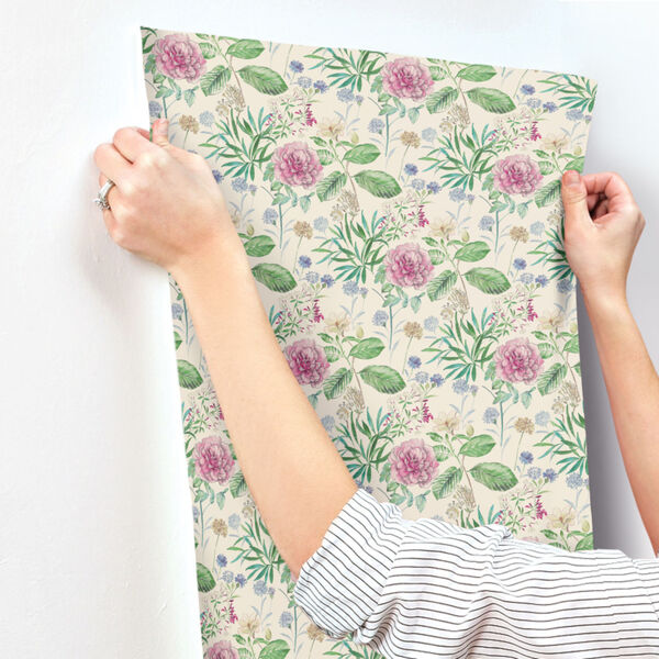 Handpainted  Pink Midsummer Floral Wallpaper, image 3