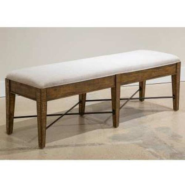 Bay Creek Aged Bronze Wood Bench with Upholstered Seat, image 1