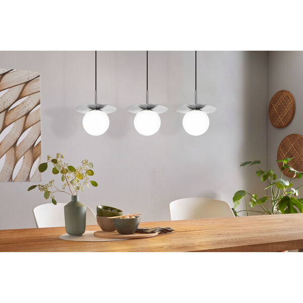 Arenales Matte Nickel and Black One-Light Pendant with White Opal Glass Shade, image 3