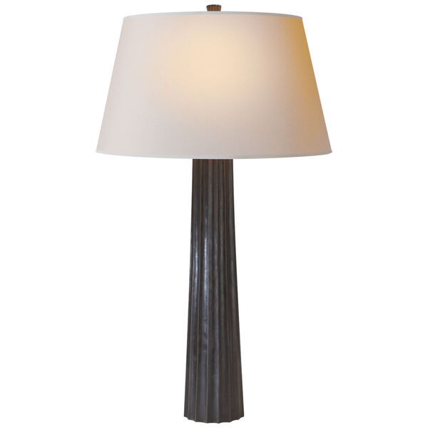 Fluted Spire Large Table Lamp in Aged Iron with Natural Paper Shade by Chapman and Myers, image 1