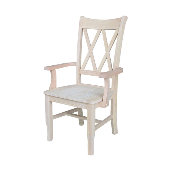 Beige Double X-Back Chair with Arms, image 1