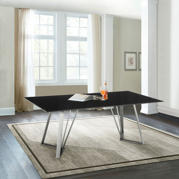 Cressida Black Brushed Stainless Steel Dining Table, image 6
