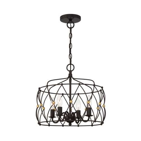 Zucca English Bronze and Antique Gold Four-Light Chandelier, image 1