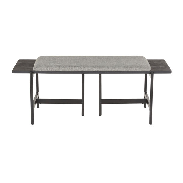 Chloe Black and Grey Bench with Upholstered Top, image 4