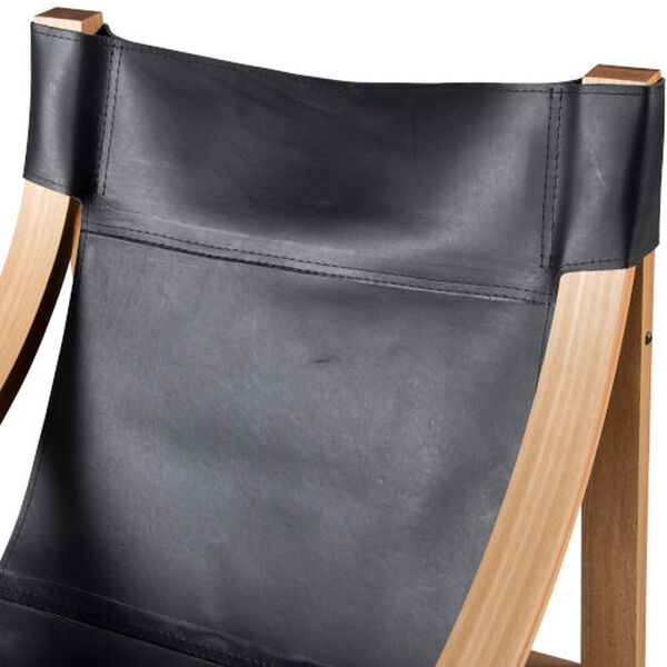 Lima Black leather and Natural frame Sling Chair, image 3