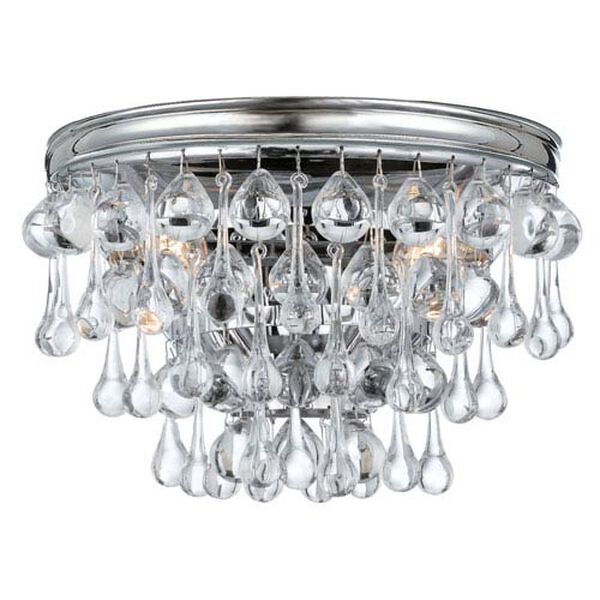 Hopewell Polished Chrome Two-Light Wall Sconce with Clear Crystal, image 1