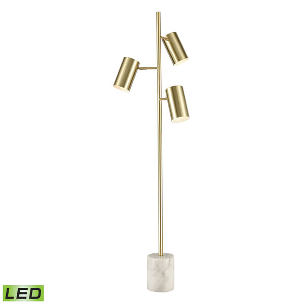 Dien Honey Brass with White Marble Three-Light LED Floor Lamp, image 1