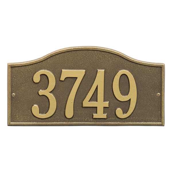 Personalized Rolling Hills Wall Address Plaque in Antique Brass, image 1