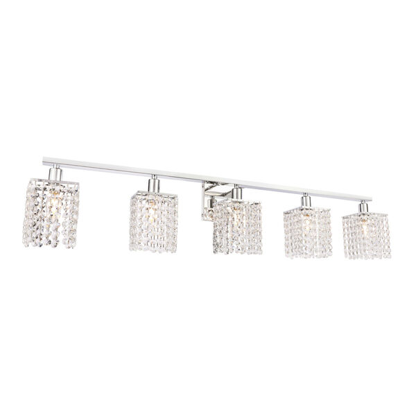 Phineas Chrome Five-Light Bath Vanity with Clear Crystals, image 4
