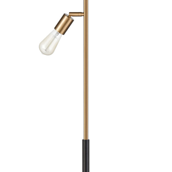 Kelston Matte Black and Aged Brass Two-Light Floor Lamp, image 3