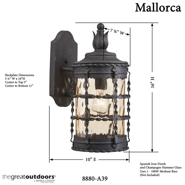 Mallorca Small Outdoor Wall-Mounted Lantern, image 2