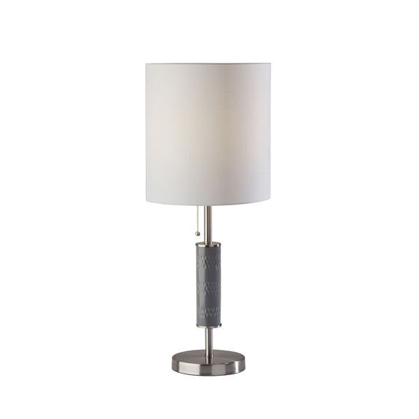 Vanessa Brushed Steel Textured Grey Ceramic One-Light Table Lamp, image 1