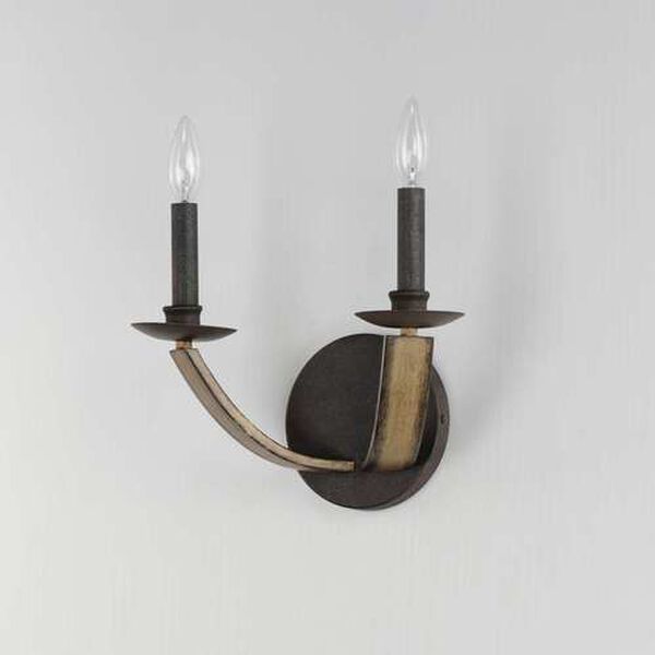 Basque Driftwood Anthracite Two-Light Wall Sconce, image 4